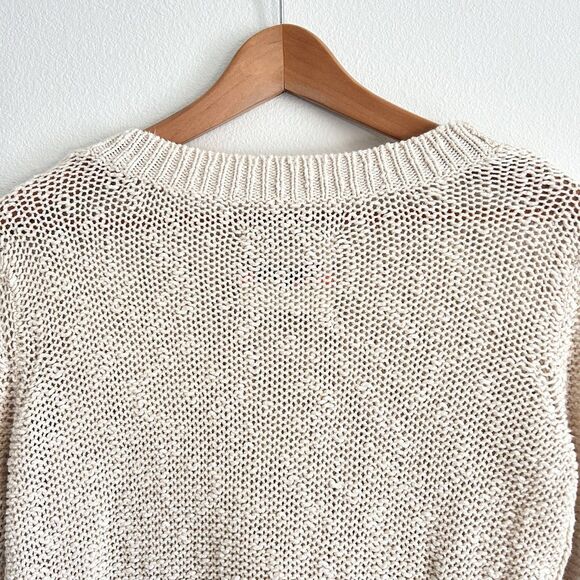 TNA Aritzia Cotton/Linen Loose Knit Sweater XS Cream Prep Coastal Fisherman - Picture 7 of 16